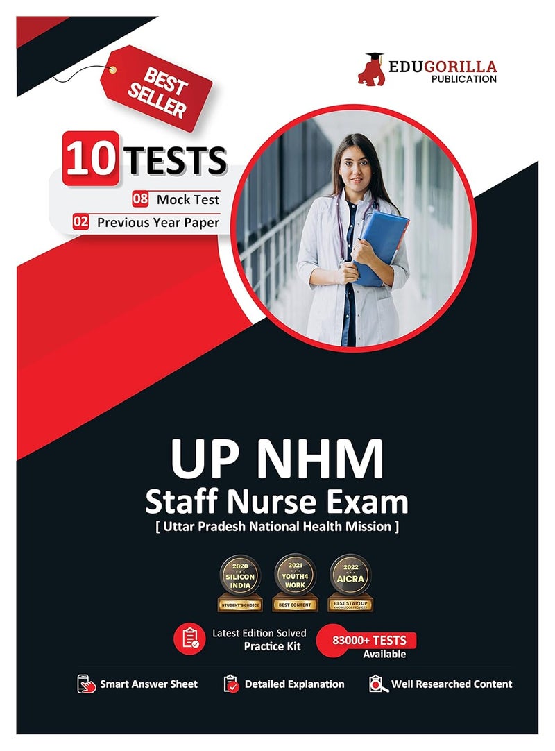 UP NHM Staff Nurse Book 2024 (English Edition) - 8 Full Length Mock Tests and 2 Previous Year Papers (1000 Solved Questions) with Free Access to Online Tests - Image 1