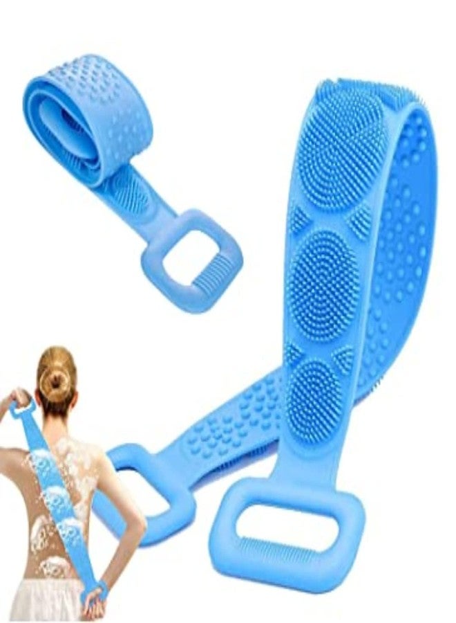 DEVHEART Silicone Body Bath Scrubber For Men and Women| For All Skin Type Soft and Double-Side Texture Bathing Brush Belt For Skin Deep Cleaning, Massage and Dead Skin Removal Body Brush for Bathing… (Pack Of 1) - Image 1