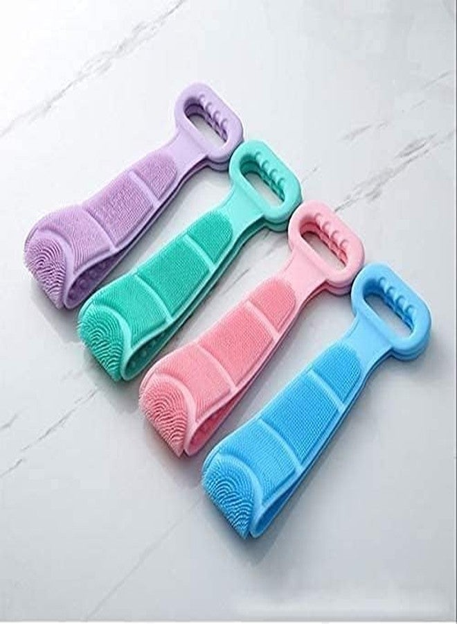 DEVHEART Silicone Body Bath Scrubber For Men and Women| For All Skin Type Soft and Double-Side Texture Bathing Brush Belt For Skin Deep Cleaning, Massage and Dead Skin Removal Body Brush for Bathing… (Pack Of 1) - Image 3