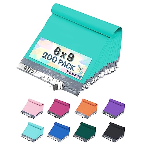 Yens Poly Mailers 6X9 200 Pack Teal,Strong Self Seal Adhesive Shipping Envelopes Waterproof for Shipping, Mailing, Packaging M1 - Image 1