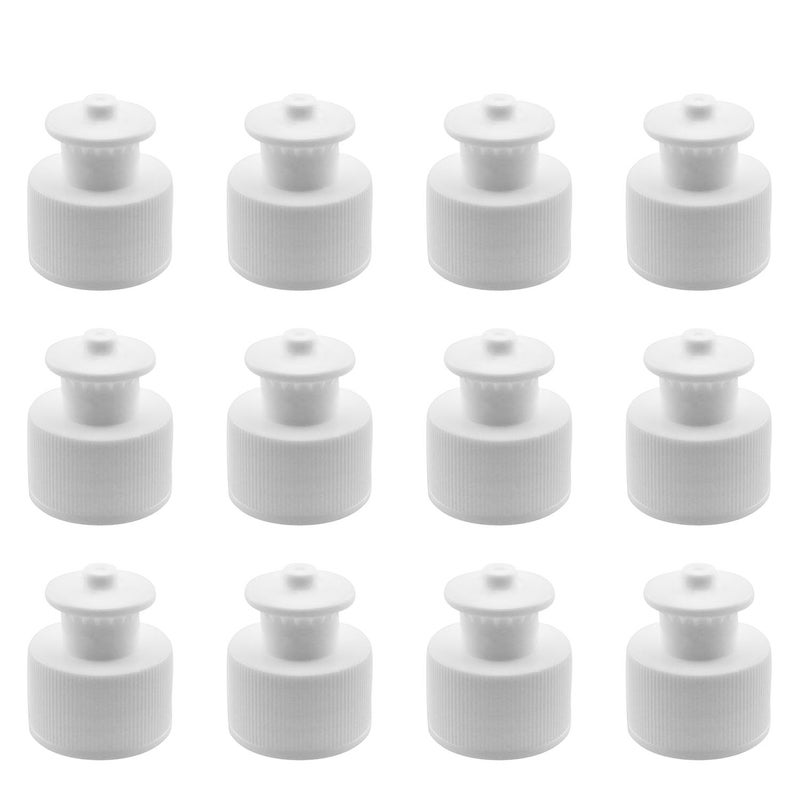 JCBIZ JCBIZ 12PCS White Push Pull Caps Bottle Caps Water Push Pull Lids for Water Bottles  - Image 1