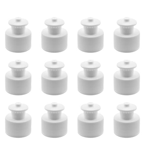 JCBIZ JCBIZ 12PCS White Push Pull Caps Bottle Caps Water Push Pull Lids for Water Bottles  - Image 2