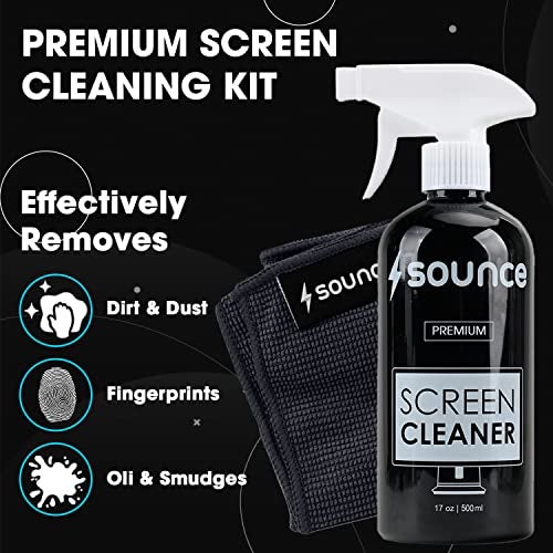 Sounce 2-in-1 Professional Screen Cleaning Kit Non-Toxic, Anti-Static for Camera, Lens, Binocular, Laptop, TV, Monitor, Smartphone, Tablet (Includes: Cleaning Liquid 500ml, Plush Microfiber Cloth) - Image 2