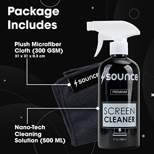 Sounce 2-in-1 Professional Screen Cleaning Kit Non-Toxic, Anti-Static for Camera, Lens, Binocular, Laptop, TV, Monitor, Smartphone, Tablet (Includes: Cleaning Liquid 500ml, Plush Microfiber Cloth) - Image 3