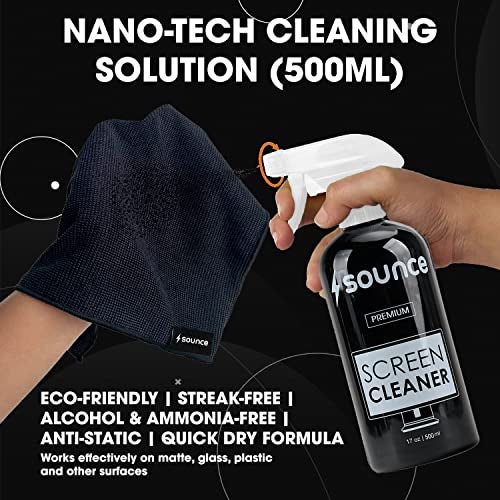 Sounce 2-in-1 Professional Screen Cleaning Kit Non-Toxic, Anti-Static for Camera, Lens, Binocular, Laptop, TV, Monitor, Smartphone, Tablet (Includes: Cleaning Liquid 500ml, Plush Microfiber Cloth) - Image 5