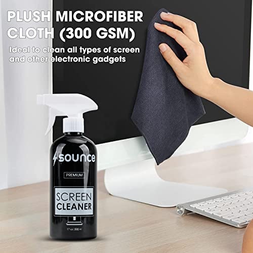 Sounce 2-in-1 Professional Screen Cleaning Kit Non-Toxic, Anti-Static for Camera, Lens, Binocular, Laptop, TV, Monitor, Smartphone, Tablet (Includes: Cleaning Liquid 500ml, Plush Microfiber Cloth) - Image 4