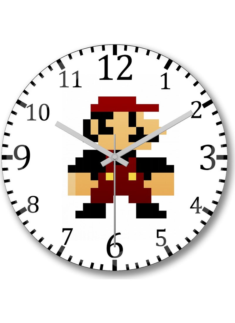 Baskı Dükkanı Print Shop Super Mario Bros Wall Clock Curved Real Glass  - Image 1