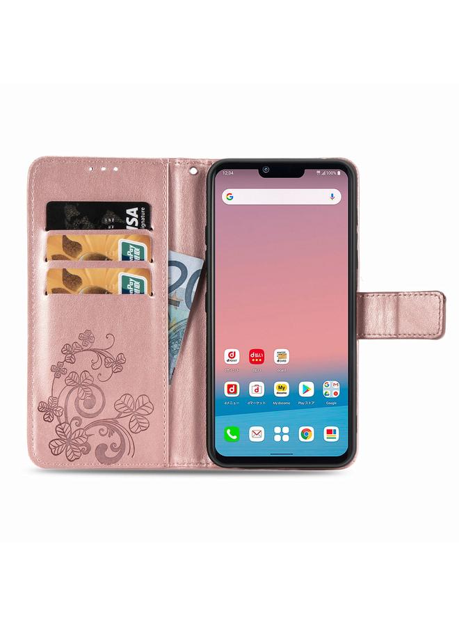 اس-توب جراب لهاتف LG Style 3، جراب جلدي لحماية الهاتف المحمول مزود بمشبك منقوش بأربع أوراق مع حبل وفتحة للبطاقات ومحفظة ووظيفة حامل - Image 4