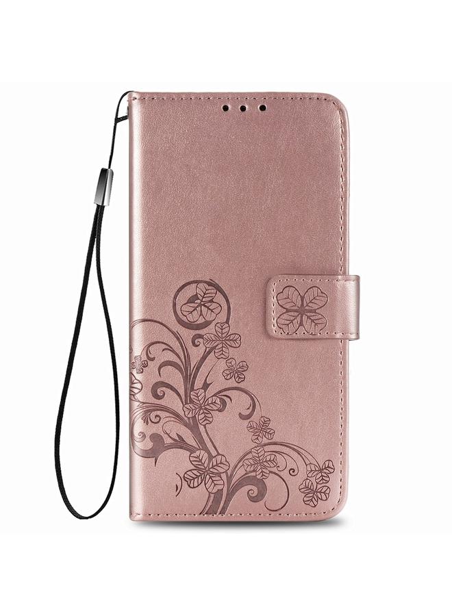 اس-توب جراب لهاتف LG Style 3، جراب جلدي لحماية الهاتف المحمول مزود بمشبك منقوش بأربع أوراق مع حبل وفتحة للبطاقات ومحفظة ووظيفة حامل - Image 2