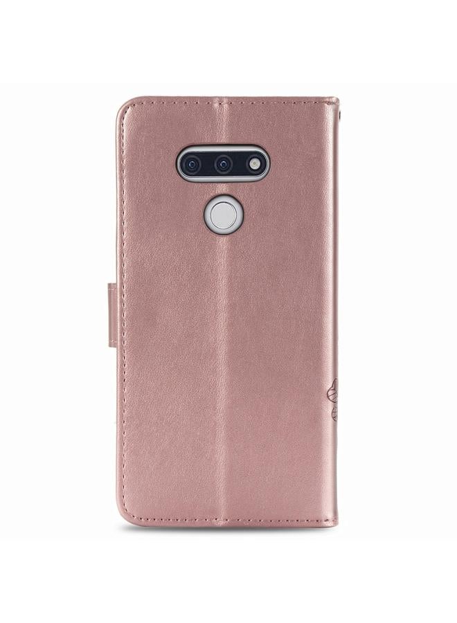 اس-توب جراب لهاتف LG Style 3، جراب جلدي لحماية الهاتف المحمول مزود بمشبك منقوش بأربع أوراق مع حبل وفتحة للبطاقات ومحفظة ووظيفة حامل - Image 3