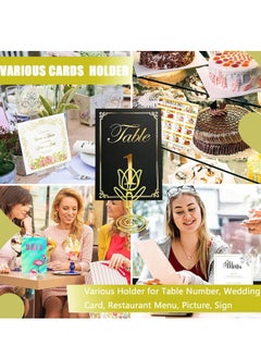 Generic Table Number Place Card Holders 10 PCS Gold Tulip Shape Photos Card Stand Business Card Card Holders for Wedding Party Mini Photo Playing Cards Holder Picture Menu Memo Clips  - Image 4