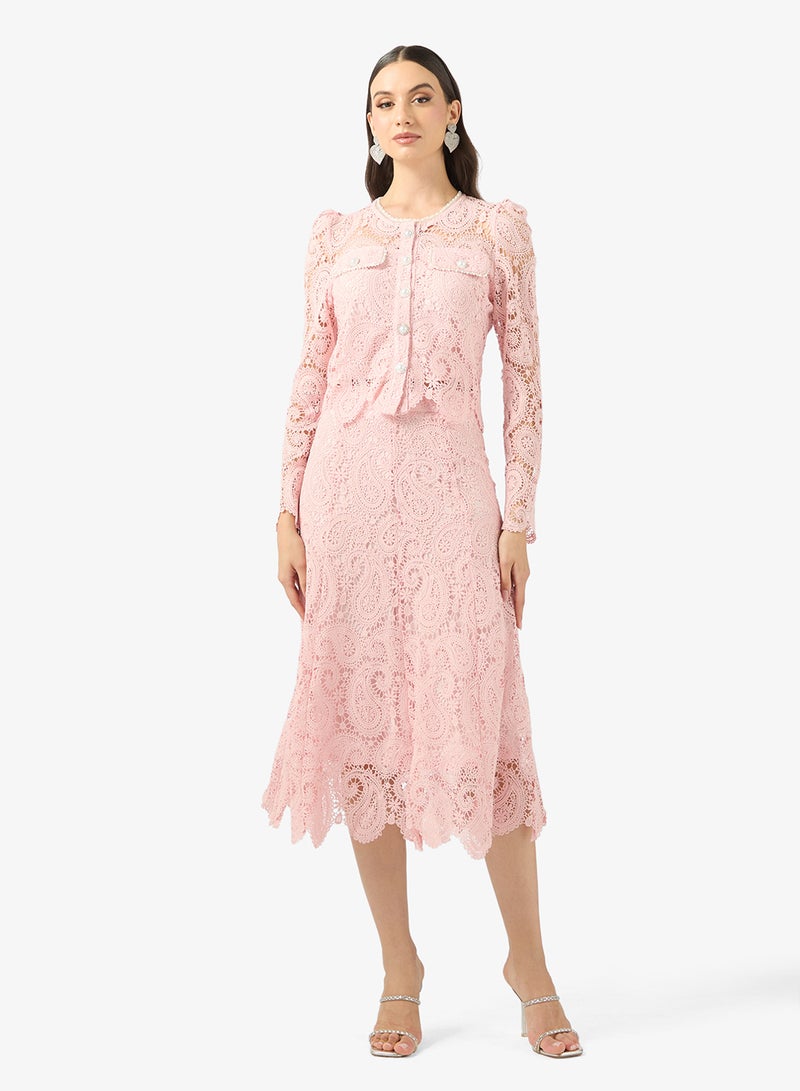 خزانة طقم بلوزة وتنورة دانتيل - Image 1