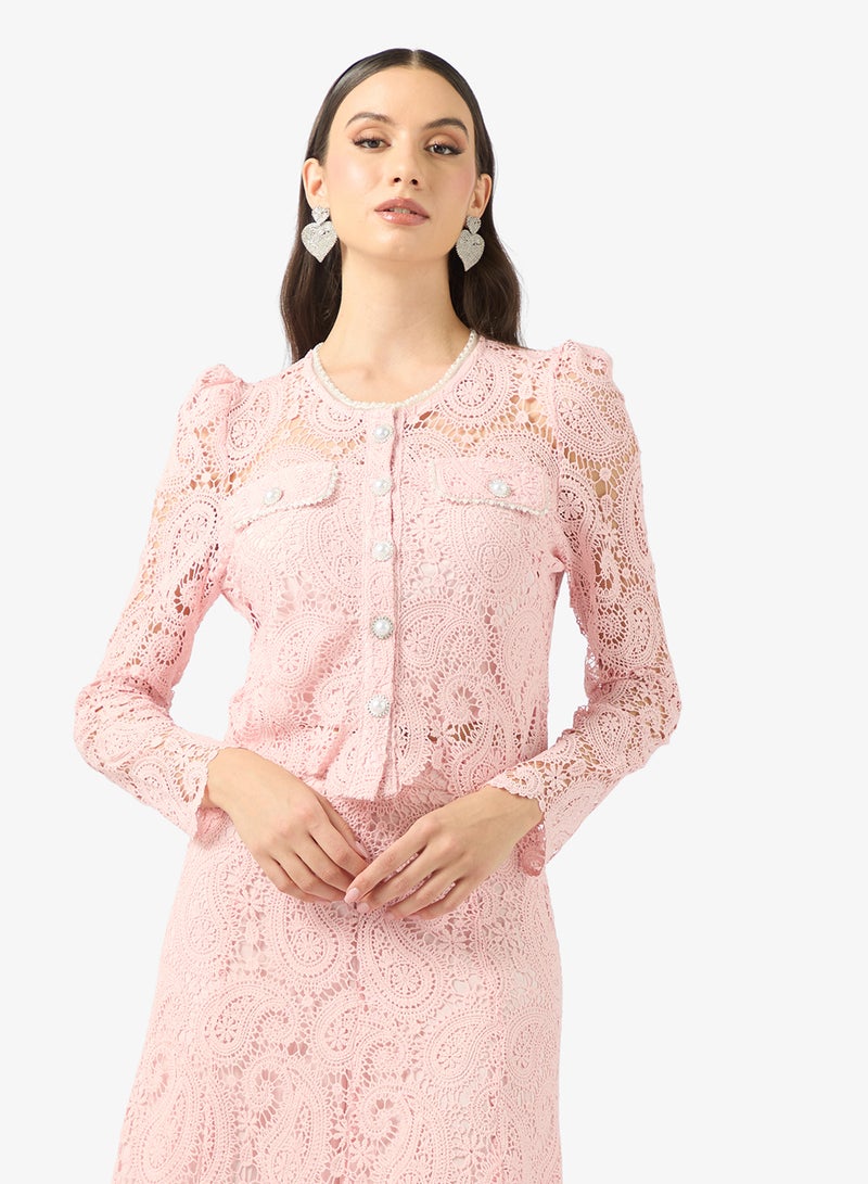 خزانة طقم بلوزة وتنورة دانتيل - Image 3