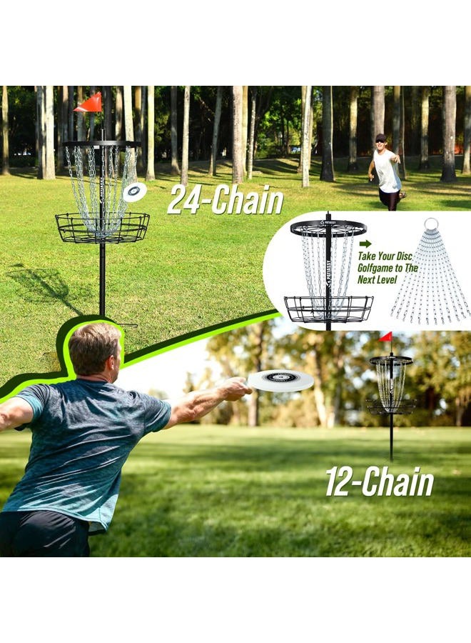 Patiassy Disc Golf Basket with Discs Includes 24-Chain Portable Disc Golf Target with Light and 3 Disc Golf Discs with Flat LED Lights - Image 5