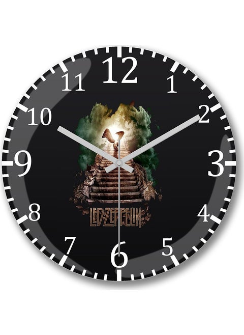 Print Shop Led Zeppelin Wall Clock Curved Real Glass