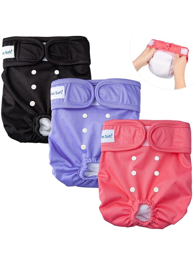 Pet Soft - Pet Soft Washable Female Diapers (3 Pack) - Female Dog Diapers, Comfort Reusable Doggy Diapers for Girl Dog in Period Heat (Sprightly, S) - Image 1