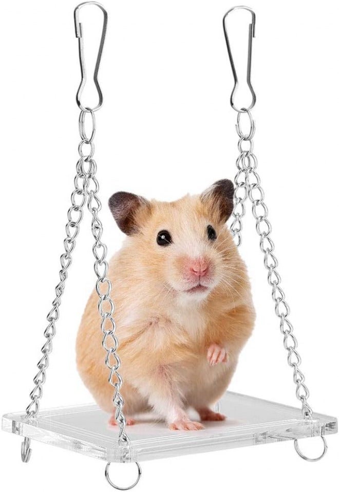 Hamster Suspension Bridge Acrylic Swing Hanging Stand 8cm Transparent Small Animal Playground - Durable Material, Easy Installation, Balance Exercise - Image 4