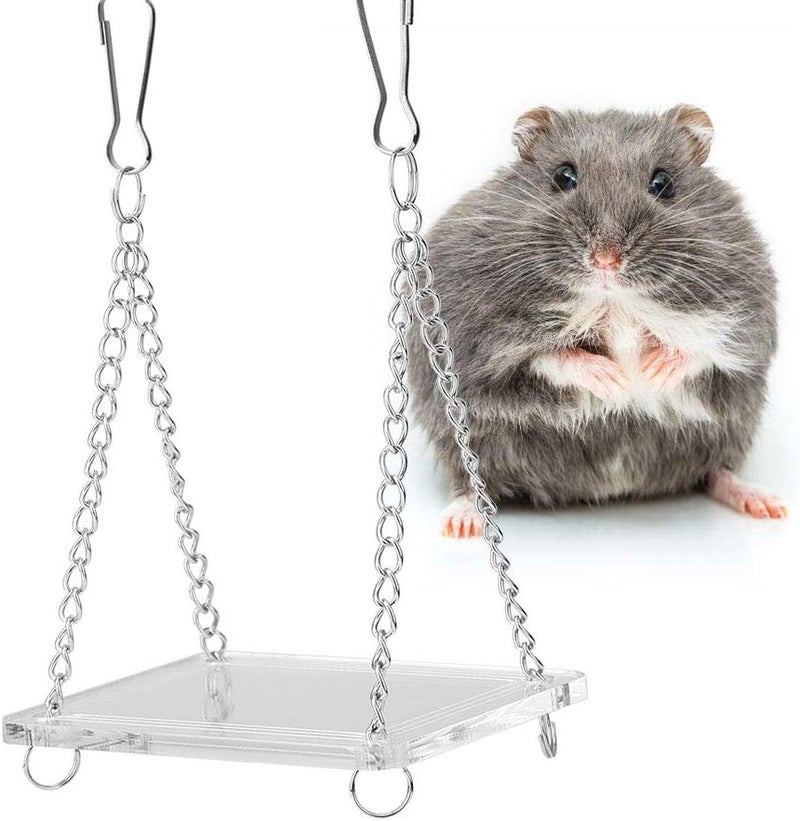 Hamster Suspension Bridge Acrylic Swing Hanging Stand 8cm Transparent Small Animal Playground - Durable Material, Easy Installation, Balance Exercise - Image 5