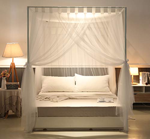 Mengersi Canopy Bed Curtains Bed Canopy Bed Frame Canopies Bed Net,Bedroom Decoration Accessories(Full,White) - Image 4