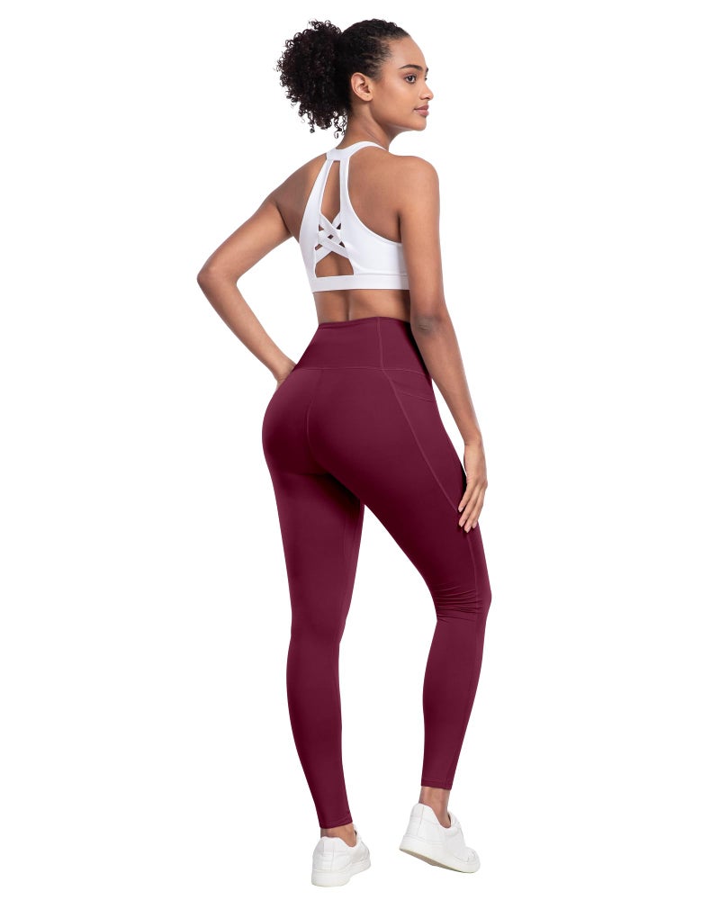 LZYVOO Leggings with Pockets for Women, 6 Packs Soft High Waisted Tummy Control Workout Yoga Pants(BlackGrayNavyWineGreenBrown-M) - Image 5