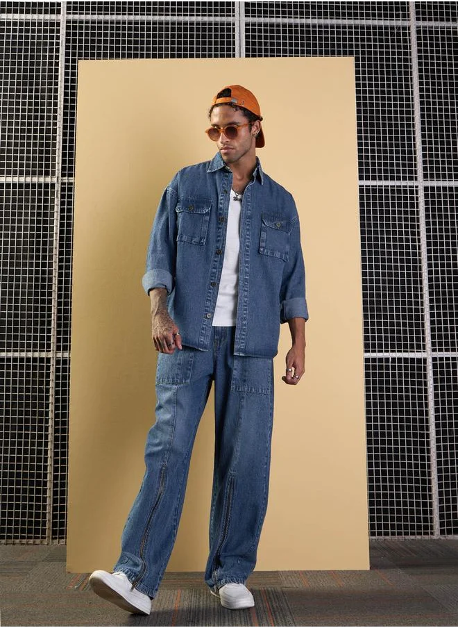 ماسكلن ساسافراس Blue Denim Oversize Shacket