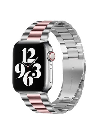 Replacement Strap Fold Buckle 3 Beads Stainless Steel Watch Band For Apple Watch Ultra 49mm&Watch Ultra 2 49mm / Series 9&8&7 45mm / SE 3&SE 2&6&SE&5&4 44mm / 3&2&1 42mm Silver Pink - pzsku/Z2D65DF4CC724BE0553CBZ/45/_/1714870795/a1ded9f1-85a0-49de-a71c-074e422ccc36