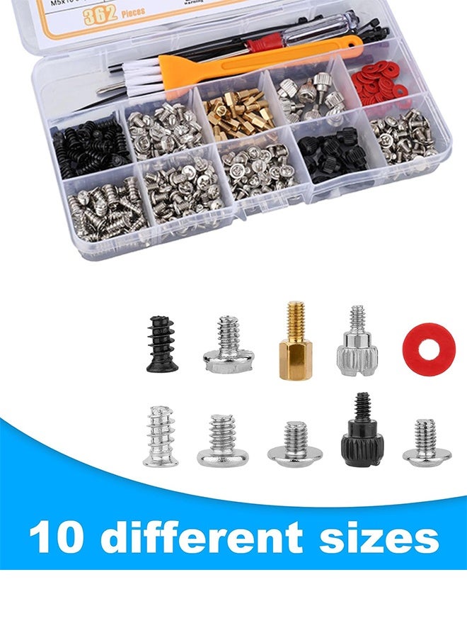 ليمون مجموعة براغي وحوامل تثبيت الكمبيوتر (362 قطعة)، براغي تثبيت لمكونات الكمبيوتر المحمول وملحقاته، للوحة الأم، ومروحة القرص الصلب، ووحدة التخزين SSD، وهيكل الكمبيوتر، لتجميع وإصلاح أجهزة الكمبيوتر بنفسك. - Image 3