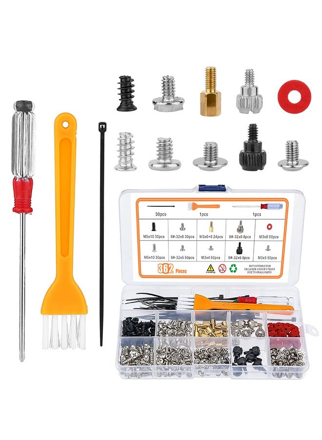 ليمون مجموعة براغي وحوامل تثبيت الكمبيوتر (362 قطعة)، براغي تثبيت لمكونات الكمبيوتر المحمول وملحقاته، للوحة الأم، ومروحة القرص الصلب، ووحدة التخزين SSD، وهيكل الكمبيوتر، لتجميع وإصلاح أجهزة الكمبيوتر بنفسك. - Image 1