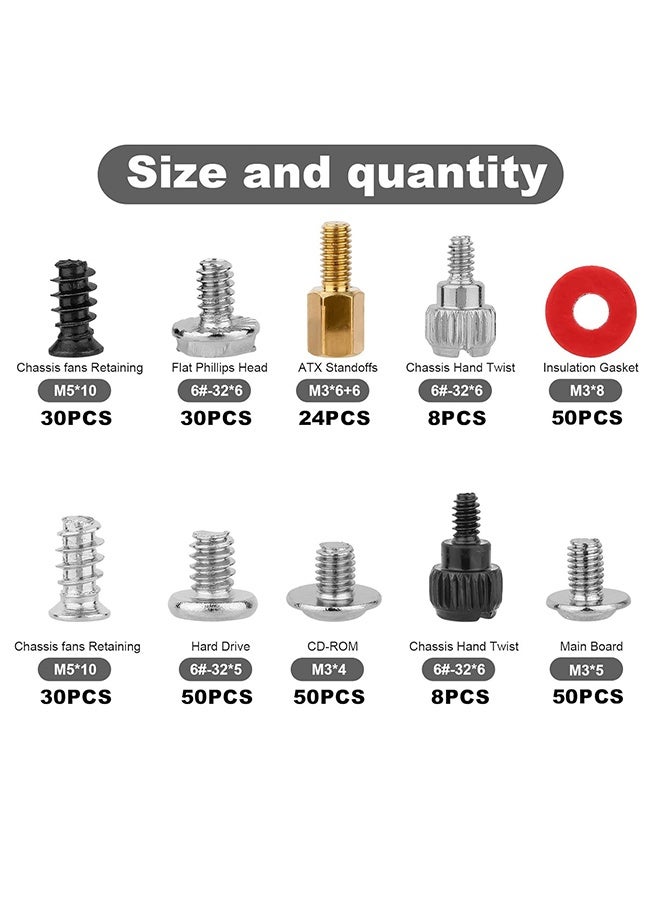 ليمون مجموعة براغي وحوامل تثبيت الكمبيوتر (362 قطعة)، براغي تثبيت لمكونات الكمبيوتر المحمول وملحقاته، للوحة الأم، ومروحة القرص الصلب، ووحدة التخزين SSD، وهيكل الكمبيوتر، لتجميع وإصلاح أجهزة الكمبيوتر بنفسك. - Image 2
