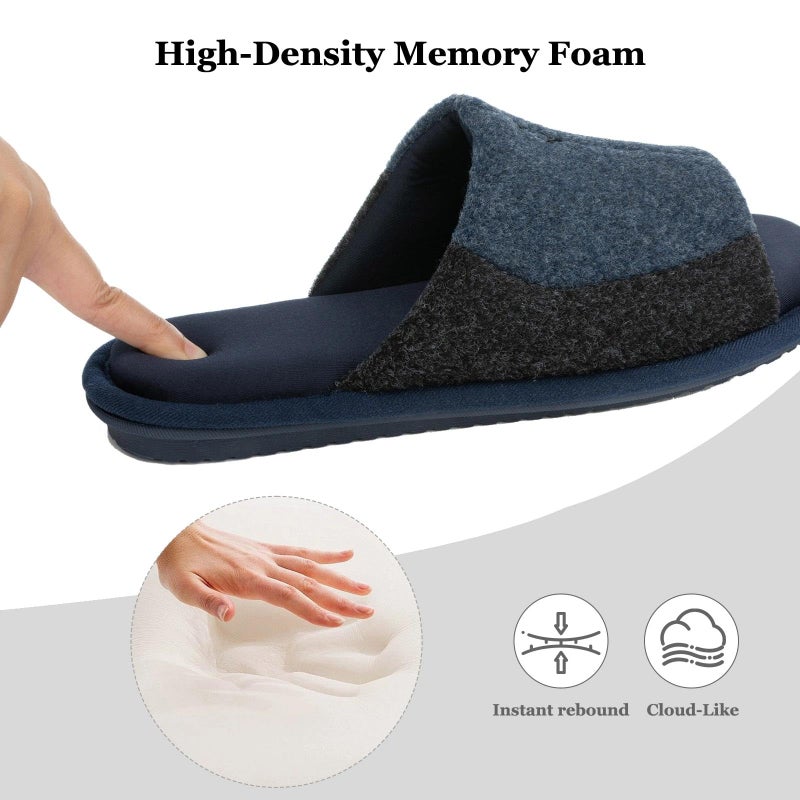 GOEWY Mens Two-Tone Slippers with Memory Foam Open Toe House Shoes Summer Non-Slip Men's Slippers Comfy Indoor Slipper Gifts for Men Him Dad Blue Size 9-10 - Image 4