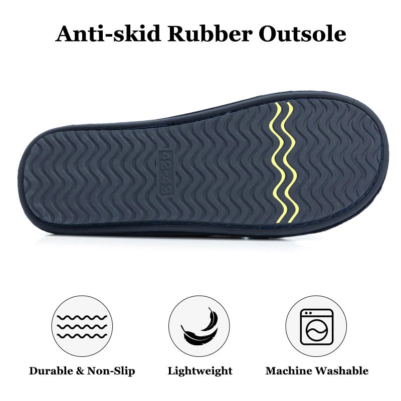 GOEWY Mens Two-Tone Slippers with Memory Foam Open Toe House Shoes Summer Non-Slip Men's Slippers Comfy Indoor Slipper Gifts for Men Him Dad Blue Size 9-10 - Image 5