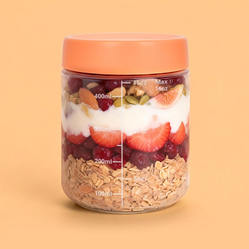 Annaklin Silicone Overnight Oats Containers with Lids, 16 Oz, 4 Pack Airtight Twist-Top Wide-Mouth Food Storage Jars for Cereal Snacks Pudding Yogurt Salad, BPA-Free, Lightweight & Shatterproof, Color Lids - Image 2