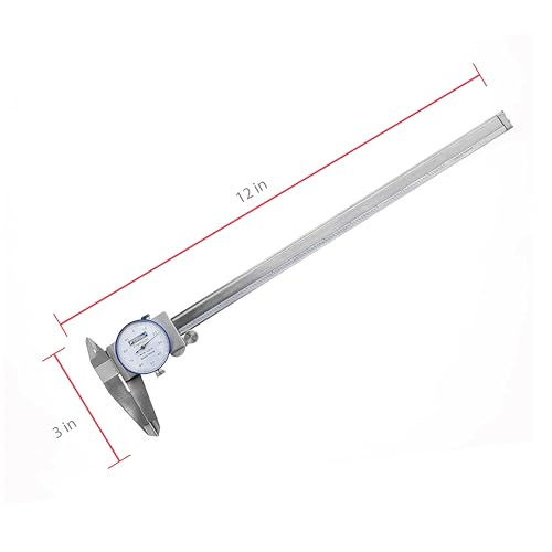 Fowler 52-008-712-0 Premium Dial Caliper with 0-12" Measuring Range, Dial Caliper with Knurled Lock, ±0.002" Accuracy, Case Included, Solid Stainless Steel - Image 4