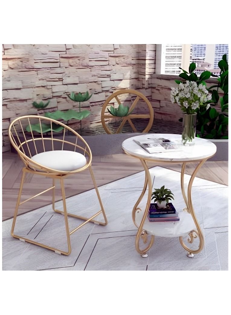 C&C Home Two Tier Luxury Marble Top Coffee End Table with Metal Frame  - Image 4