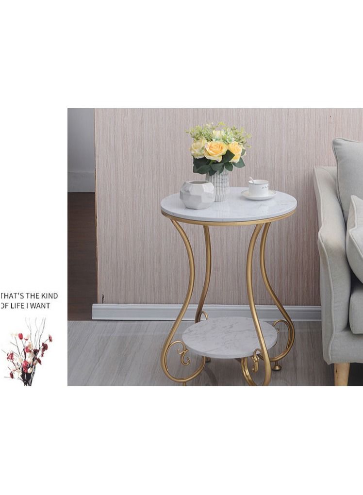 C&C Home Two Tier Luxury Marble Top Coffee End Table with Metal Frame  - Image 2