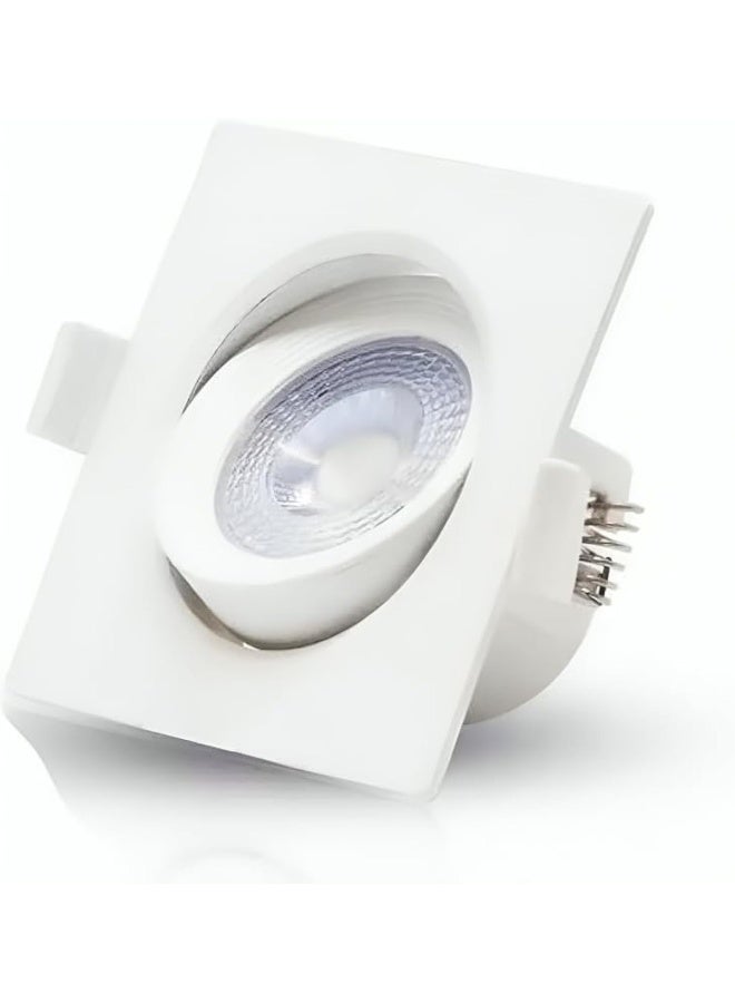 Melfi Adjustable Square Led Downlight 7W 240Vac -White Ceiling Spotlight Ip40 Rated | For Indoor Home And Office Use (3000K Warm White) - Image 1