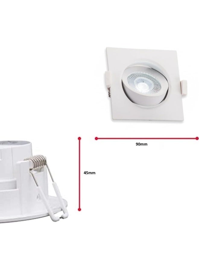 Melfi Adjustable Square Led Downlight 7W 240Vac -White Ceiling Spotlight Ip40 Rated | For Indoor Home And Office Use (3000K Warm White) - Image 3