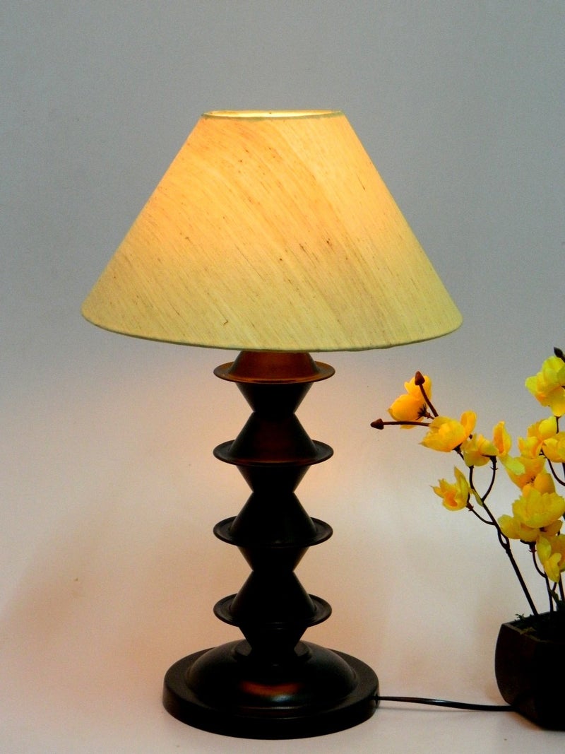 tu casa Mango Wood French Style Table Lamp with Fabric Shade | Decorative Bedside & Study Lamp for Bedroom, Living Room, Office, Home Décor & Gifting - Image 2