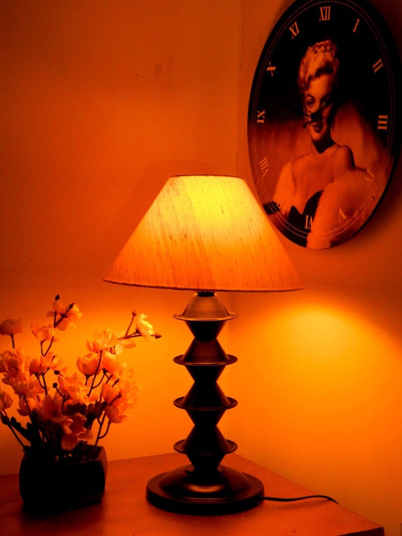 tu casa Mango Wood French Style Table Lamp with Fabric Shade | Decorative Bedside & Study Lamp for Bedroom, Living Room, Office, Home Décor & Gifting - Image 3