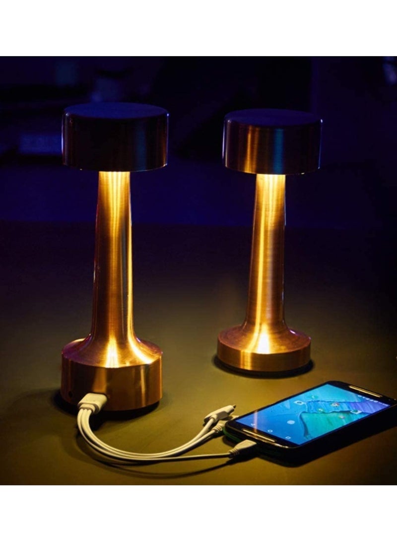 ELTRAZONE LED Cordless Table Lamp, USB Rechargeable Desk Lamp 2 Levels Adjustable Brightness Energy Saving Night Light Metal Modern Hotel Restaurant Bedroom Bedside Nightstand Study Led Lights - Image 5