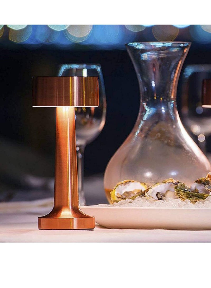 ELTRAZONE LED Cordless Table Lamp, USB Rechargeable Desk Lamp 2 Levels Adjustable Brightness Energy Saving Night Light Metal Modern Hotel Restaurant Bedroom Bedside Nightstand Study Led Lights - Image 2