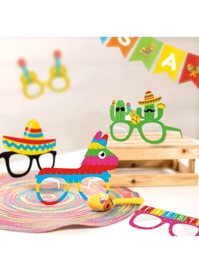 Kitticcino Fiesta Party Decorations Paper Eyeglasses Cinco De Mayo Paper Eyewears Mexican Themed Cactus Chili Pepper Pinata Taco Avocado Corn Sombrero Maraca Margarita Photo Props Party Supplies 12Pcs  - Image 5