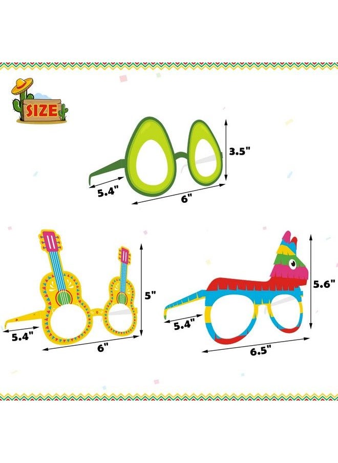 Kitticcino Fiesta Party Decorations Paper Eyeglasses Cinco De Mayo Paper Eyewears Mexican Themed Cactus Chili Pepper Pinata Taco Avocado Corn Sombrero Maraca Margarita Photo Props Party Supplies 12Pcs  - Image 4