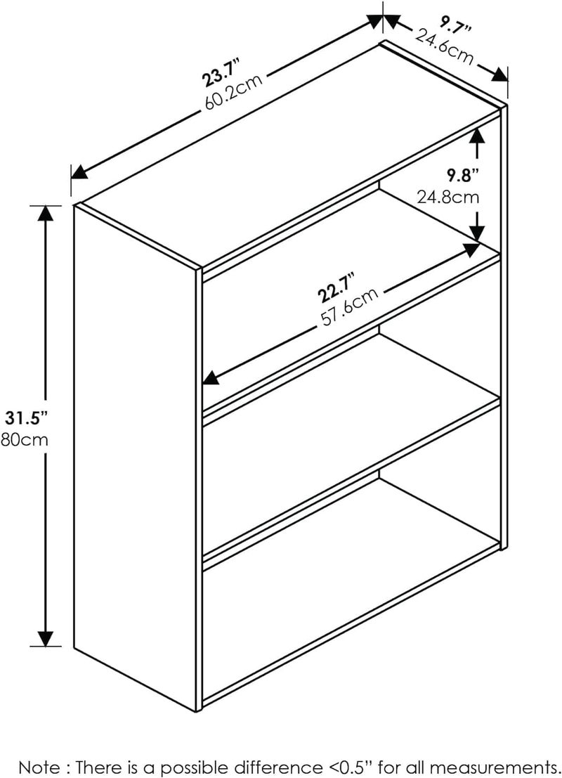 3-Tier Open Shelf Bookcase, Engineered Wood Storage Organizer, Versatile and Modern Standing Bookshelf for Home Office or Living Room, Plain White Finish, Compact Size - Image 3