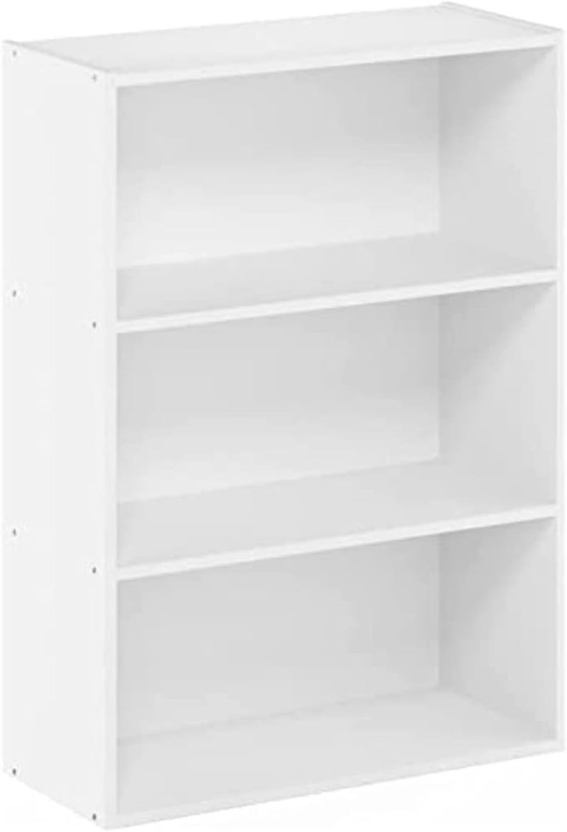 3-Tier Open Shelf Bookcase, Engineered Wood Storage Organizer, Versatile and Modern Standing Bookshelf for Home Office or Living Room, Plain White Finish, Compact Size - Image 1