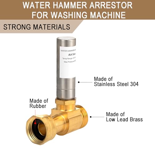 Lingmfg [2 Pieces] Lingmfg Water Hammer Arrestor For Washing Machine, 3/4 Inch Female Thread Swivel Nut x 3/4 Inch Male Thread Brass - Image 4
