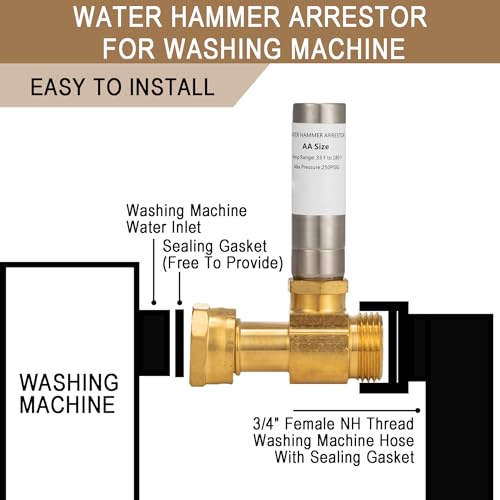 Lingmfg [2 Pieces] Lingmfg Water Hammer Arrestor For Washing Machine, 3/4 Inch Female Thread Swivel Nut x 3/4 Inch Male Thread Brass - Image 2
