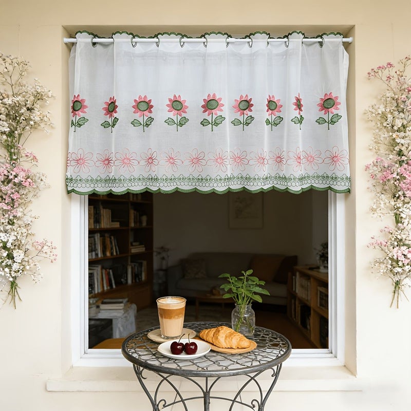Glossy Yellow Rod Type Coffee Curtain Kitchen Small Drape Obscuring And Beautifying Decorative Curtain Suitable For Bedroom Kitchen Dining Room Living Room Study Door And Window Entrance 140cm By 45cm - Image 4