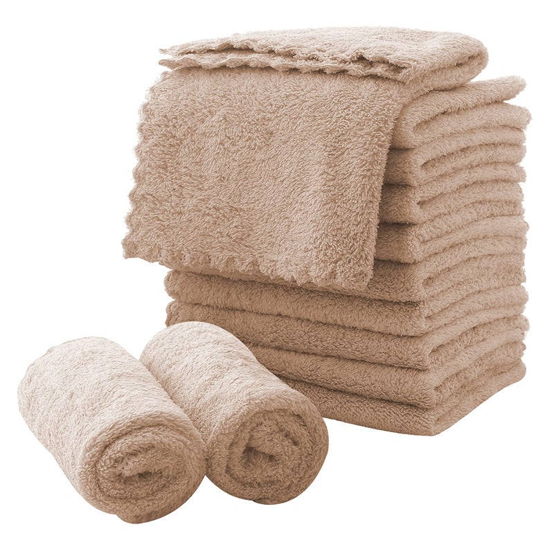 MOONQUEEN MOONQUEEN Microfiber Facial Cloths Fast Drying Washcloth 12 Pack  Premium Soft Makeup Remover Cloths  Brown 