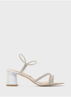 Truffle Low Block Heel Diamante Strappy Sandal  - Image 1